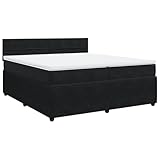 vidaXL Boxspringbett, Doppelbett mit Matratze Matratzenauflage, Bettgestell mit Lattenrost Kopfteil, Polsterbett Bett für Schlafzimmer, Schwarz 200x200cm Samt