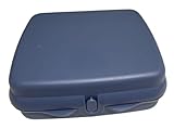 Tupperware Sandwich-Box Aufbewahrungsbox Brotdose quadratisch mit Scharnier und Verriegelung dunkelblau