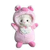 Rurunklee Stofftier mit Lamm, Plüschschaf mit tragbarer Kleidung, 24 cm, weiches Sammlerstück, Kuschelpuppe für Ostern, Weihnachten, Geburtstagsparty