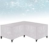 Strapazierfähige, wasserdichte L-förmige Gartenmöbelabdeckung für Terrassenmöbel, strapazierfähiges Oxford-Gewebe, Outdoor-Stuhlabdeckung, 320 x 320 x 80 cm, mit Lüftungsschlitzen