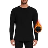 AKKQHH Thermounterwäsche Herren Oberteil Thermo Longsleeve Langarm Thermoshirt Skiunterwäsche Warm Unterwäsche Männer Funktionsunterwäsche Winter(Schwarz,L)