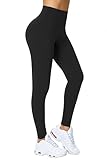 Enjoyoga Leggings Damen High Waist [mit Innentasche] -Blickdicht Sporthose Laufhose für Sport Yoga Gym -03(L-XL, Schwarz)