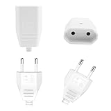 Powice 4 Stück Euro Stecker Flach,Eurostecker Flach,Eurokupplung,Stecker 250V,2,5A Stecker 2 Polig,Eurokupplung Flach,Europäische Flach Stecker,Stromstecker, Schuko Stecker Europäischer Stecker(Weiss)