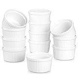 MALACASA, Serie Ramekin.Dish, 12-teilig Set Creme Brulee Schälchen, Mini Souffléförmchen Muffinförmchen 220ml Porzellan Muffin Cupcake Back Auflaufformen