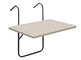 gartenmoebel-einkauf Balkonhängetisch Hängetisch Roma 60x40cm, Metallgestell + Polyrattan grau, mehrfach verstellbar, optimal für kleine Flächen