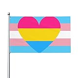 Transgender Trans and Pan Pansexual Pride Flagge Herz Willkommen Party Outdoor Outdoor Dekorationen Picks Home House Garden Yard Decor 91 x 152 cm große Flagge