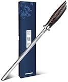 HOSHANHO Wetzstahl für Messer, 25 cm Profi Messerschärfer Stab, Japanischer Küchenmesserschärfer Mit Hohem Kohlenstoffgehalt und Ergonomischem Griff aus Pakkaholz, Ideal für Alle Kochmesser