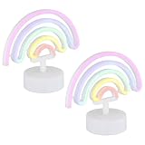 GLOBO Tischleuchte Neonleuchte Regenbogen Kinderzimmer Neonlicht Dekolampe, Kunststoff weiß, LED 2W, LxBH 22,5x10x19,5 cm, 2er Set