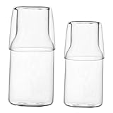VALICLUD 2Sätze Schlafzimmer Wasser Karaffe mit Tasse Transparente Glaskaraffe für Kalte Getränke für Fruchtsäfte Eistee und für Haus und Partys