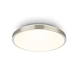 BRILONER - LED Deckenlampe mit Dekorblende, warmweiße Lichtfarbe, 10W, 1200lm, LED Lampe, Deckenleuchte, Wohnzimmerlampe, Küchenlampe, Deckenbeleuchtung, Flurlampe, 24 x 6 cm (DxH), Nickel-matt