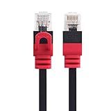 By Qubix - 10m CAT6 Ultra dünnes flaches Ethernet Netzwerk LAN-Kabel (1000Mbps) - Schwarz - Internetkabel