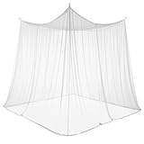Mückennetz für Bett, feinmaschiges Betthimmel mit 4 Ecken, 180 x 195 x 165 cm, weißes Insektennetz für Camping, Zuhause, Outdoor, Reisen, Mückenschutz