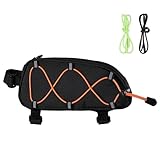 Violiica Wasserdichtes Nylon für Fahrrad-Oberrohrtasche mit reflektierendem Streifen, 21,5 x 10,5 cm, Stauraum für Fahrradzubehör, Handy-Geldbörse für Straße und Mountainbike, für Fahrrad