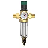 Blmirror Rückspülfilter mit Druckregler und Manometer, 3/4 Hausanschluss, Mehrweg-Druckregler