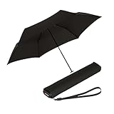 Knirps Taschenschirm Ultra US.050 Slim Manual – Ultra leicht und flach – Sturmfest – Windproof – 21 cm – Schwarz