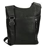 Christian Wippermann Damen Tasche Schultertasche Umhängetasche Crossover Bag Leder Optik Handtasche Schwarz01