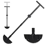 Harrms Rasenkantenstecher mit Verstellbarem Griff, Manueller Kantenschneider Schwarz 86-106cm, Professioneller Scharfer Sägezahn Halbmond Rasenschäler für Gehwege, Beete, Gartenkanten Hof