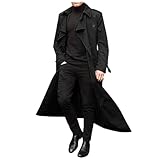 Trenchcoat Herren Lang Sommer - Herrenmantel Kurz Outwear Mit Gürtel Revers Lang Mantel Zweireihiger Windbreaker Einfarbig Winterjacke Baggy Winter Jacke Zweireihiger Windbreaker Leichte Wollematel…