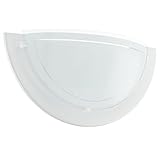 EGLO Wandlampe Planet 1, Wandleuchte halbrund, Wandbeleuchtung für Innen aus Metall und Glas, Wohnzimmerlampe in Weiß, Flurlampe mit E27 Fassung