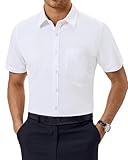 J.VER Herren Hemd Kurzarm Businesshemd Shirt Knitterfrei Weiß Formales Hemd mit Brusttasche für Sommerhemd Hochzeit Arbeits,Weiß,S