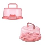 Suoumwa Tortentransportbox mit Deckel und Tragegriff Tortenbox Cup Cake Behälter mit Tortentransportbehälter Rosa