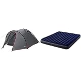 High Peak Kuppelzelt Nevada 3, Campingzelt mit Vorbau, Iglu-Zelt für 3 Personen, doppelwandig, wasserdicht & Intex Luftbett, 64755, bunt, 183 x 203 x 25 cm