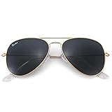 Pro Acme Sonnenbrille Herren Damen Klassische Pilotenbrille Glaslinse Fliegerbrille Unisex Piloten Sonnenbrille (Gold Rahmen/Grau Linse)