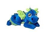 Habibi Plush Wärmekissen/Stofftier f. Kinder und Erwachsene – 1861 Glückdrache royalblau mit Hirsefüllung, Wärmekuscheltier zum Erwärmen in der Mikrowelle/Backofen, ideal auch für Babys