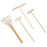 cobee 4 Stück Mini Zen Garten Werkzeug Set, Mini Zen Sand Rechen Mini Harken ZenGartenrechen für Home Office Tisch Puppenhaus Spielzeug