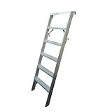 Weise Alu Anlegeleiter 1,6 m senkrechte Höhe, 6 Stufen, trittsichere Stufen mit hoher Stabilität, Anlegeleiter für Regale, mit rutschfesten Gummifüßen, mit 2 Paar Haken, DIN EN 131