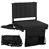 OKSTENCK Stadium Bleacher Seat with Backrest, Foldable Portable Bleacher Seat Outdoor Seating, Sports Event Bleacher Seat with Shoulder Strap for Storage