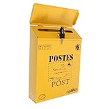 FUTUREORYY Wandbriefkasten aus Robustem Eisen mit Schutzdeckel Abschließbar für Post Spenden Wahlzettel und Zeitungen Wetterfest Vielseitig als Vorschlags und Briefkasten für Außenbereich