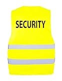 GIDUTEX Sicherheitsweste Warnweste Aufdruck Security oder Visitor mit reflektierenden Streifen waschbar (Security, XL/2XL)