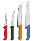 Pirge Metzgermesser Set 4 TLG Schlachtermesser - Fleischermesser - Stechmesser - Exzellenter Schärfe Ausbeinmesser - Edelstahl Profi Küchenmesser - Ergonomisches Kunststoff Griffdesign