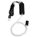 Luftpumpe Aquarium USB Mini Sauerstoffpumpe Leise Oxygen Pump Energie Sparen Sauerstoff Bubbler mit Luftstein und Single Outlet Silikonschlauch 1W (Schwarz)