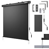 ONBEST Senkrechtmarkise außen & innen - ausziehbar in 2 Größen – 250 x 160 cm / 250 x 180 cm – Sichtschutz für Balkon & Terrasse – Handkurbel – Sonnenschutz, Windschutz (Anthrazit, 180 x 250cm)