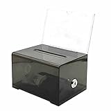 WANLIAN Acrylspendenbox, Wahlurne, empfohlene Box, transparente Aufbewahrungsbox (6,25 'x 4,5' x 4 ') (Schwarz)