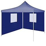 Iiaky Profi-Partyzelt Faltbar mit 2 Seitenwänden 2×2m Stahl Blau Pavillon 2x2 Wasserdicht Stabil Winterfest