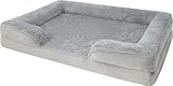 Ergonomisches Hundebett für große, mittlere und kleine Hunde - Ortopädisches Hundekissen - Hundecouch mit hohem Rand Farbe Grau Größe 50 cm x 60 cm x 14 cm