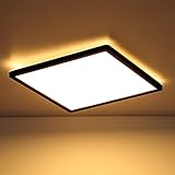 INNOVATE LED Deckenleuchte Dimmbar mit Hintergrundbeleuchtung | IP44 dimmbar Deckenlampe Flach | LED Lampe für Badezimmer, Wohnzimmer, Schlafzimmer, Balkon, Küche | LED Lampe Schwarz, 18W 30x30cm