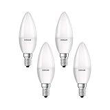 Osram LED Base Classic B Lampe, in Kerzenform mit E14-Sockel, nicht dimmbar, Ersetzt 40 Watt, Matt, Kaltweiß - 4000 Kelvin, 4er-Pack