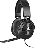 CORSAIR HS55 SURROUND Leichtes Kabelgebundenes Multiplattform-Gaming-Headset - Dolby 7.1 Surround Sound - iCUE-Kompatibel - PC, Mac, PS5, PS4, Xbox, Nintendo Switch, Mobile - Carbon
