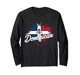 Dominikanische Republik Flagge Spritzfarbe Dominikanischer Stolz Langarmshirt