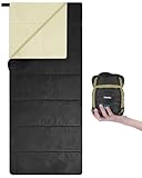 Schlafsack Outdoor, Ohuhu Kleines Packmaß & Ultraleicht (860g) Sommer, Tragbar Leicht Wasserdicht Deckenschlafsack mit Kompressionssack für Camping, Backpacking, Wandern, Reisen, Schwarz