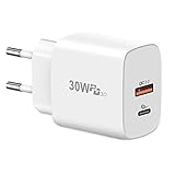 30W USB C Ladegerät,Cshare USB C Netzteil PD 3.0 Schnellladegerät für Google Pixel 9 Pro,iPhone 15 Pro Max, Google Pixel 9Pro/9/9Pro XL/8 Pro/8/7 Pro/6 Pro/6a, Samsung Galaxy,Dual Port Wandladegerät