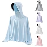 Sonnenschutzjacke Mädchen Junge Dünne 𝐔𝐕 Sportjacke mit Kapuze Daumenlöchern Reißverschluss Einfarbige Jacke Langarm Schnelltrocknend Strickjacke Coole (Light Blue, 16-17 Years)