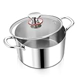 Herogo Kochtopf, Edelstahl Kochtopf Induktion mit Glasdeckel, Ø 24 cm/ 5,6 L Suppentopf Fleischtopf Nudeltopf Spaghettitopf zum Kochen, Gesund & Unbeschichtet, Backofenfest, Saucepans with Lid