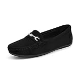 DREAM PAIRS Damen Loafer Bequeme Mokassins Slippers Damen Niedrige Schuhe Faltbare Klassische Loafer SCHWARZ-Suede 42 (EUR) SDLS2205W-NEW-E