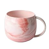 eKsdf Marmoroptik Kaffeetassen Tasse Bauchig Keramikbecher 300ml Mokkatasse Cappuccino Tassen Bürotasse Porzellantasse mit Henkel für Kaffee Tee Mokka Milch Kakao Saft (Rosa)