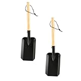 Angoily Tragbarer Gartenspaten 2 Stück mit Holzgriff Leichter Unkrautspaten Schwarz Umweltfreundlich und Verschleißfest für Garten und Outdoor